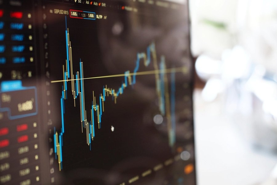 Screen showing stock market prices